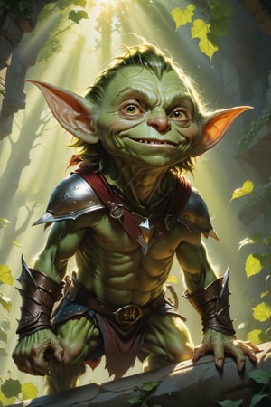 wide shot, full body, photorealistic of male goblin, masterpiece, best quality, Photorealistic, ultra-high resolution, photographic light, illustration by MSchiffer, fairytale, sunbeams, best quality, best resolution, cinematic lighting, Hyper detailed, Hyper realistic, masterpiece, atmospheric, high resolution, vibrant, dynamic studio lighting, wlop, Glenn Brown, Carne Griffiths, Alex Ross, artgerm and james jean, spotlight, fantasy, surreal