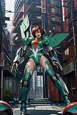 mach robot, 3 sexy asia girl fighting in a city,BTR-80,Mecha,mecha,yofukashi background,oboro, ,mtu virus