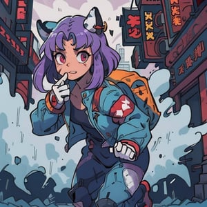 kawaii,mater piece, beautiful girl in an abandoned zombie filled city, red_panda, paw_gloves, Fur_boots, animal_marking, face_paint, chocolate_hair, violet_eyes, furry_jacket,yofukashi background, zombies,hinata,1990s \(style\),kusanagi motoko,city,chundef, action_pose, battle_stance, back_pack,running,teenage , ripped_clothing, bloody_clothes, sweatpants,Circle,vectorstyle, happy_face, hungry,cammy sf6,c.c.