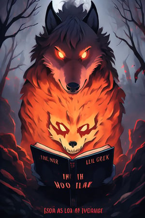 Create an eye-catching and whimsically eerie book cover for "The Howl of the Wendigo" from the "Wolves of Blood Creek" series by J.R. Ghostwood. Infuse a blend of juvenile horror and humor into the artwork, capturing the essence of the young wolf protagonists, Sagie and Lavie, as they confront the menacing Wendigo. Play with the juxtaposition of spooky elements and lighthearted details to appeal to the target audience. Include key elements like the ancient tower, a looming Wendigo, and the spectral spirits. Use a palette that balances the spooky atmosphere with a touch of humor, ensuring the cover captivates young readers with its intriguing and slightly chilling vibe.