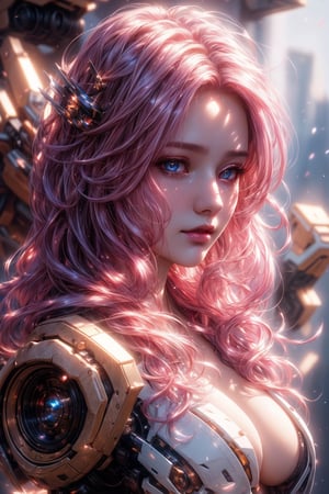High quality, masterpiece, exquisite facial features, exquisite hair, exquisite eyes, gradient colored hair, 4K quality, gorgeous light and shadow, Tyndall effect, halo, messy hair, young state, gorgeous scenes, hard nipples,mecha,1 girl