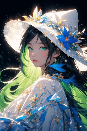 ((playing a luxurious white piano))) , shining eyes , twin_braid , black hair , little girl, 15 years old, simple green witch's big hat and green robe, intricate details, 32k digital painting, hyperrealism, (vivid color,abstract background:1.3, colorful:1.3, flowers:1.2, zentangle:1.2, fractal art:1.1) , parted bangs, SUPER HIGH quality, in 8K , intricate detail, ultra-detailed,High detailed ,SaltBaeMeme,midjourney,1 girl