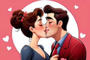 valentine's day cartoon kissing

,man