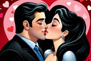 valentine's day cartoon kissing

,man