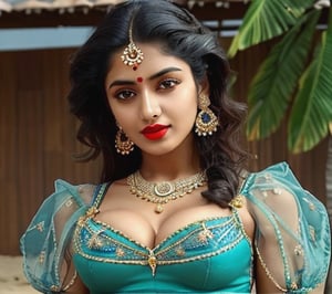 Indian girl, model, skirt, sexy, hot, red lipstick, makeup, on the beach, naturally, beautiful, cleavage, big breast, open hip,Indian,Btflindngds