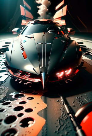 a close up of a red and black sports car with a black background, render of futuristic supercar, daniel maidman octane rendering, futuristic product car shot, 3d high octane render, prototype car, futuristic car concept, octane 2. 0 render, extreme render, 3d render octane, 3 d render octane, 3 d render n - 9, futuristic concept car,Car