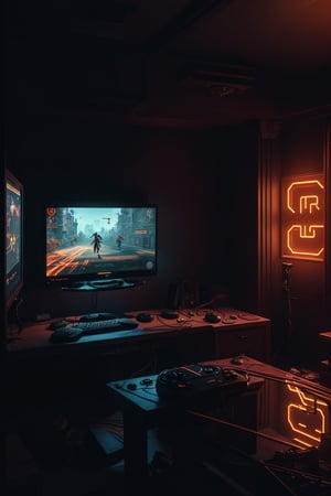 (masterpiece, best quality, very aesthetic, ultra detailed), intricate details, (a elegant gaming room. Rgb light. Neon. Pc gaming). (Indoor), (ultra realistic. Ultra realistic lighting. Ultra realistic reflection), 8k, aesthetic,cinematic