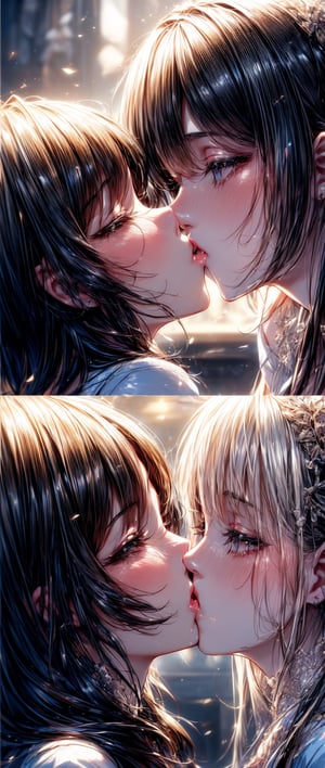 yuri, girl kiss another girl, two girls kissing, girls kissing, two girls, kissing, 