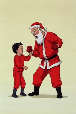santa claus is punching a naughty kid