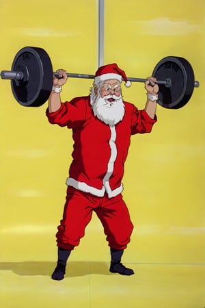 santa claus lifting weights in a gym