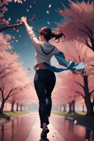 1girl, cherry_blossom, day, petals moving, moving, masterpiece, bestquality, highres,
