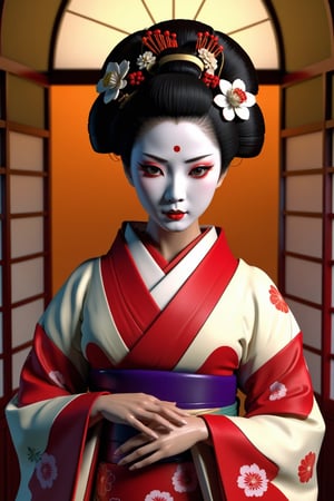 a highly detailed full body portrait of a geisha. 8k, octane render, Intricate hyperdetails, Symmetrical