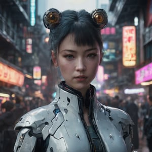 cyberpunk style, a cyberpunk character sporting augmented reality implants and glowing cybernetic eyes