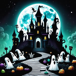 detailed,  Cryptic Day of the Dead Gothic Vampire Abandoned Factory Ghost-shaped Marshmallows Witch Hats Maleficent Smirk Moonlit Castle Grave Digger's Shovel Ghost Tours, 