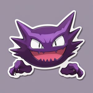 ((masterpiece,best quality)), , Haunter_Pokemon, floating, no humans, pokemon \(creature\),solo, smile, looking at viewer, sticker, white outline