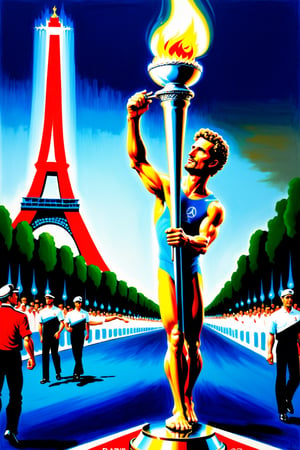 masterpiece, best quality, High detailed,  Paris Olympics, torch relay
