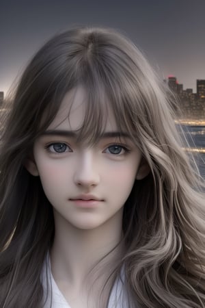 Best quality, masterpiece, ultra high res, (photorealistic:1.37), raw photo, a young girl,  17 year old, long hair in the wind, grey eyes, detailed eyes and face, perfect anatomy. perfect fingers. with intricate details, dynamic lighting, in the dark, deep shadow, low key, cinematic image,bright city, floting city on the background.
