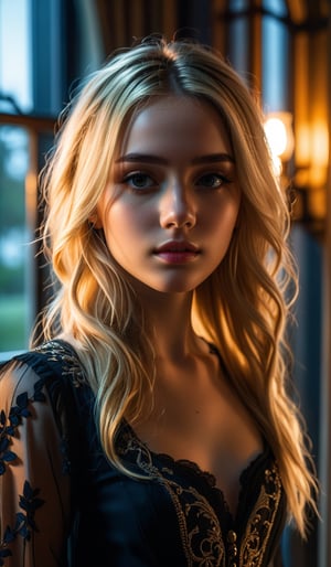 4k, 8k, ultra highres, raw photo in hdr, sharp focus, intricate texture, skin imperfections, realistic, detailed facial features, highly detailed face, posing,dark lighting,night time,((night)),window,moonlit face,low lighting,long hair,(blonde hair),standing,full bodyshot,dark room
,midjourney,mansion,emo,Enhance