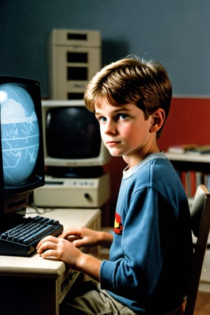 year 1990, a young boy plays computer games in his room.