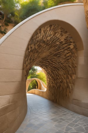 Fibonacci sequence arch bridge, Gaudi style,
