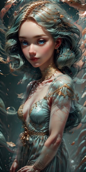 (full_body_view:1.3), (1cute girl), long (blue_gold curly hair), (green eyes), (wearing a beautiful baby blue lace dress). finely crafted (marble skin), (splat art background), (eye_detail, background_detail, face_detail, hair_detail), more_detail, add_detail, cute_face, perfecteyes, High detailed ,Imaginative_Melodies, 