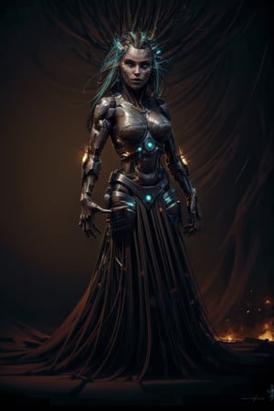 (extremely detailed 8k wallpaper), An average photo of a beautiful necromancer cyborg woman, intricate, high detail, dramatic