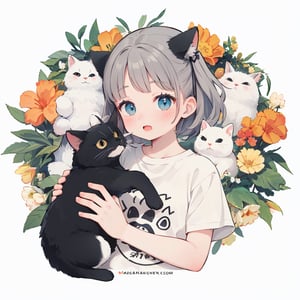 (masterpiece, best quality, highres:1.1), logo, white background, cute logo design, cute, t-shirt logo, animal, cute cat design, girl
Ghibli, white and black