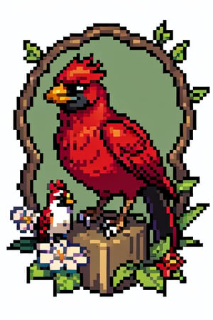 Pixel art,((animal)),Cardinal,bird