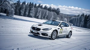 (best quality, masterpiece:1.2),ultra detailed,(photo realistic:1.4),rally car,super_automobile,snow_scene_background