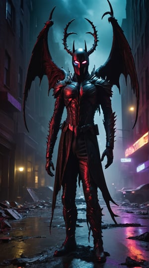 In the eerie darkness of the photo, the haunting beauty takes center stage. Devil Horns, ((Angel Wings)), glowing red eyes, and menacing black wings give a truly terrifying presence. Yet, despite these aspects, an otherworldly allure remains. The very revealing see-through ((((suit)))) designed to showcase adds to the unsettling contrast of beauty and horror. Behind, bloody-red lights cast an eerie, blood-like glow, intensifying the atmosphere of dread and malevolence. This photo captures a mesmerizing and unsettling moment, where beauty and terror coexist in an enigmatic and unforgettable way, bathed in the eerie crimson glow of the ominous red lights.

Deep within the labyrinthine recesses of an abandoned subterranean world, a photograph unveils a surreal and unsettling tableau. The scene is awash in a riotous, psychedelic array of colors, a stark contrast to the darkness that pervades every corner of the underground chamber. The illumination emanates from an enigmatic source—an ancient, pulsating crystal that bathes the entire cavern in a kaleidoscope of hues. The jagged, multicolored beams refract and ricochet off every surface, casting bizarre and disorienting shadows that seem to dance to an eerie, dissonant melody. The cavern is filled with an unsettling symphony of unearthly sounds—a cacophony of distorted laughter, dissonant melodies, and the strange murmurs of unseen entities. As the viewer gazes upon this photograph, they are plunged into a disorienting, kaleidoscopic nightmare—a surreal and colorful darkness that defies logic and comprehension. It captures a moment when reality itself appears to have unraveled, and the boundaries of perception have dissolved into a chaotic and unsettling dreamscape. This photograph challenges viewers to confront the surreal and the nightmarish, to question the very nature of reality and the limits of their own perception in a world where colors themselves have turned against them.

In this chilling and atmospheric photo, the jungle is transformed into a scary and creepy setting, shrouded in darkness and an eerie bluish hue. The trees, now twisted and gnarled, cast ominous and elongated shadows that seem to reach out into the unsettling scene. The campfire itself takes on an even more foreboding character. Its flames appear unnaturally bright, casting grotesque, dancing shadows that seem to mimic sinister figures lurking in the darkness. The smoke from the smoldering cigar now swirls and twists in eerie patterns, creating an unsettling haze. The gaze towards the fire intensifies the eerie mood, as if drawn to and wary of the unsettling spectacle before him. Clothing and surroundings remain immersed in the cold, muted tones of the unnatural jungle, adding to the overall sense of dread. The jungle itself becomes a nightmarish landscape, with distorted and contorted vegetation that appears to writhe and whisper in the background. Unsettling sounds, like distant howls and rustling leaves, contribute to the eerie ambiance, making this cinematic photo a spine-tingling glimpse into a world where the boundaries between reality and the supernatural blur.,p3rfect pecs,HellAI,blood,darkart

In the enigmatic embrace of Gotham City's nocturnal tapestry, the rain descends with a relentless rhythm orchestrating a dance between shadows and neon illumination. The city, a sprawling metropolis of secrets, unfolds its mysteries beneath the canopy of a rain-soaked night where each drop becomes a storyteller painting the streets in a sheen of liquid crystals.
As the rain cascades down from the heavens, it weaves a transient tale with the city's labyrinthine streets. The cobblestone alleys once witnesses to the clandestine dealings of shadowy figures now reflect the dichotomy of a city perpetually caught between decadence and decay. Time-worn facades of buildings adorned with intricate architectural details stand as silent witnesses to Gotham's tumultuous history.
High above the skyline is a jagged silhouette against the indigo canvas of the night. Towering skyscrapers like modern monoliths pierce the heavens, their glass surfaces mirroring the stormy tumult below. The city's iconic landmarks such as Wayne Tower and the Gotham Cathedral loom like silent sentinels, their outlines distorted in the veil of raindrops that cling to the windowpanes.
The neon lights, the siren song of Gotham's nightlife, transform the city into a kaleidoscope of color. "Joker's Paradise" blinks in chaotic flashes of green and purple while the "Gotham Gazette" building boasts a marquee of cascading blue lights. Each flickering sign tells a story of a different district, a different facet of the city's vibrant personality captured in the prism of luminescence.

The rain now forming rivulets that wind through the streets carries with it the whispers of Gotham's past. It navigates the cracked pavement, coursing through forgotten gutters and drains, unveiling hidden symbols etched into the city's infrastructure—a cryptic language known only to those who dare to delve into its secrets.
Amidst this atmospheric drama, the city's denizens move with a quiet determination. A solitary figure, perhaps a detective on the trail of a mystery or a masked vigilante with justice on his mind, treads through the puddle-laden sidewalks. The sound of footsteps accompanied by the symphony of rain reverberates through the urban canyon, creating a haunting melody that defines the night.
Storefronts adorned with neon signs and awnings tell tales of commerce in this urban jungle. The "Gotham Antiques" shop with its vintage marquee casts a warm nostalgic glow while the "Black Cat Lounge" exudes an air of clandestine allure with its crimson signage. Faded posters plastered on brick walls advertise events long gone, their ink bleeding into oblivion, leaving only traces of bygone eras.
Above the city, the storm clouds gather in a brooding congregation occasionally pierced by flashes of lightning that silhouette the towering structures. Thunder echoes through the urban canyons, a primal drumbeat that underscores the city's perpetual conflict between order and chaos.
Gotham's streets at night painted in the chiaroscuro of rain and neon lights emerge as a canvas of contradictions. A living, breathing entity, the city thrives beneath the cloak of darkness, revealing its many faces—beauty and danger, decadence and desolation—in a visual symphony that plays out against the ever-present soundtrack of raindrops on pavement. Each moment in this urban nocturne invites exploration, inviting those who dare to venture into the depths of Gotham's enigma to unravel its mysteries one raindrop at a time.

In the heart of the Clash of Clans battlefield where the clash of steel and the echoes of war reverberate through the air, our attention is drawn to a mesmerizing scene featuring the game's archer. This enchanting depiction encapsulates the very essence of fantasy warfare, weaving together elements of seduction, agility, and prowess in a tapestry of vivid details.
As the archer maneuvers through the tumultuous terrain, his lithe figure is gracefully in motion, the breeze catching the flowing strands of his hair like a dynamic symphony of movement. The battlefield is bathed in the warm hues of the setting sun, casting long shadows that dance in rhythm with his every step. The clash of weapons and the distant roars of battle serve as a relentless soundtrack to this mesmerizing spectacle.
The archer's attire, while designed for battle, is a masterpiece of fantasy fashion. The revealing,more detail XL,monster,darkart