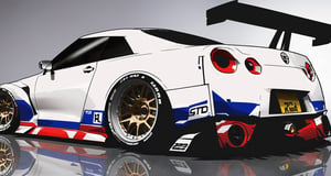  2024 Nissan GTR NISMO race livery wide body kit, Burnout,