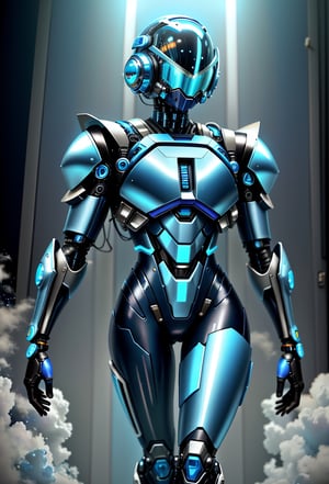 a close up of a person in a blue and black suit, futuristic clothing and helmet, tokusatsu suit vaporwave, bubblegum crisis, cyber suit, sleek glowing armor, blue cyborg, cyber universe style, shiny hi tech armor, stealth suit, cyber fight armor, futuristic cyber clothing, cyber japan style armor, futuristic attire, futuristic armor, blue armor, reflective suit