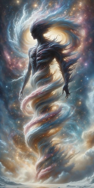 by Nicolas Delort, by Marco Mazzoni, by Antonio J. Manzanedo, a dark silhouetted figure standing in front of a white maelstrom wormhole in an otherworldly surreal dreamscape, white, ivory, breathtaking, eerie, ethereal, in the (style ofSocial Sculpture:1.6), limited dark color palette, unusual colors, highly dramatic volumetric lighting
,glitter,DonM3l3m3nt4lXL