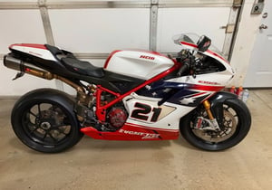 track bike Motorcycle white and red 

