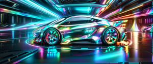 A holographic display of a side view of  a a brightly colored car with a shiny rim and a shiny body, wallpaper 4 k, wallpaper 4k, 4k highly detailed digital art, digital artwork 4 k, car with holographic paint, 8k hd wallpaper digital art, digital art 4 k, digital art 4k, 4k detailed digital art, 8k stunning artwork, 4 k wallpaper