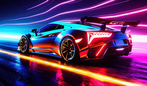Legends on the Canvas,
On the canvas of asphalt, where dreams unfold,
GT-R  NSX, and  Lamborghini in a row, a story to be told.
Lambo, a painting of power and might,
NSX, strokes of elegance in the moonlight.
GT-R, bold colors of speed and grace, Anime-style street racer, neon-lit city, fast cars, drifting, adrenaline-fueled action, intense concentration, midnight speed, anime style, Realism, depth of field, sparkle, glowing light, reflection light, speed lines, first-person view, Ultra-Wide Angle, Sony FE, masterpiece, ccurate, anatomically correct, textured skin, super detail, best quality, award winning, highres, 4K, 8k, 16k
On the racetrack canvas, they find their place.,c_car,Car,Sports car,Nature,H effect,DonM3l3m3nt4lXL,neon photography style