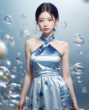(kpop idol photo realistic gravure:1.2),best quality, 8k, ultra high res, realistic, upper body, standing with arms behind back, 
A sheer salon style long windblown hair, arms frame out, 
break,

a stunning pretty and beautiful woman is posing (in floral printed dress:1.3), (full of small bubbles, countless small bubbles around her:1.5), (full of small bubbles, countless small bubbles dancing in the air:1.5)

break,

busty, 
busty, (round breasts:1.2),(large breasts:1.3),(sagging breasts:1.3),(narrow waist:1.3),(tan skin:1.3),
(full of small bubbles, countless small bubbles around her:1.5), (full of small bubbles, countless small bubbles dancing in the air:1.5)

break,

beautiful oceanscape backdrop, golden hour, beautiful sky,glitter,Asian girl,photo r3al,more detail XL,shiny,Asian,photo of perfecteyes eyes,Realism,leonardo,bubble