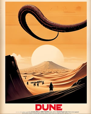 Transport yourself to a captivating realm where the mystique of "Dune" converges with the ethereal beauty of Japanese mythical creatures in this official movie poster illustration. Against the backdrop of the iconic desert planet, Arrakis, colossal sandworms emerge, intertwining seamlessly with legendary Japanese yokai like kitsune and kirin. The delicate balance between futuristic sci-fi aesthetics and traditional Japanese artistry is expertly captured, as spaceships soar above ancient pagodas. The poster's color palette blends the warm hues of Arrakis' dunes with the vibrant shades of traditional Japanese art, creating a visually stunning and harmonious fusion. Immerse yourself in a cinematic experience that seamlessly weaves together the rich tapestries of two distinct yet captivating worlds.