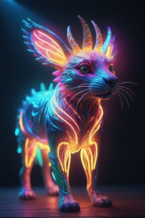 fantasy animal made of neon rays, ultra detailed, fairy lighting, photorealistic, bright colors, volumetric rays of light, hdr.
