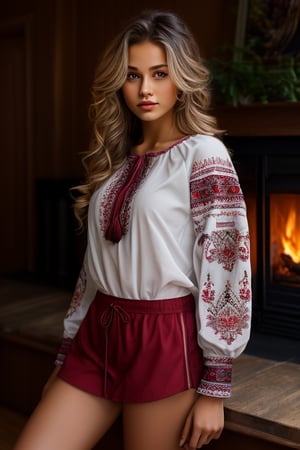 mj, girl showing legs, (embroidery), lounge, fireplace, complex background
(realistic shadow, ultra quality texture, depth of field, soft lights, photorealistic, highly realistic, high - definition picture, detailed, perfect quality, detailed face, high resolution, realistic, realism) ,edgVyshivanka