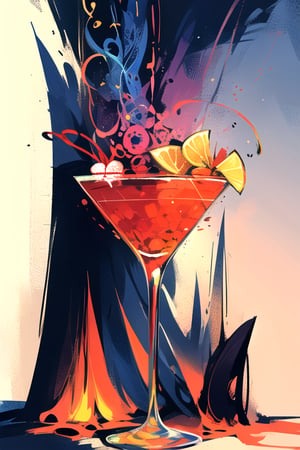 (((cocktail))), masterpiece, complex background, line painting, chaosmix