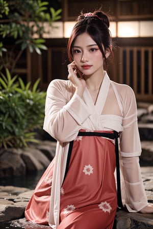 (((beauty)))-moment-of-irresistible-1girl, bishoujo-in-her-20s, unique-messy-hairstyle, hair-bow, realistic-detailed-skin, (((Ultra-HD-photo-same-realistic-quality-details))), remarkable-colors, fashion, jade-hanfu, overly-tight-hanfu, unique-model-poses, (((relaxed, supporting-pose))), unique-onsen-background, dramatic-rim-lighting, shot-on-digital-cinematic-camera, Sugar babe, Hyper Realistic, hermosotwns,,<lora:659111690174031528:1.0>