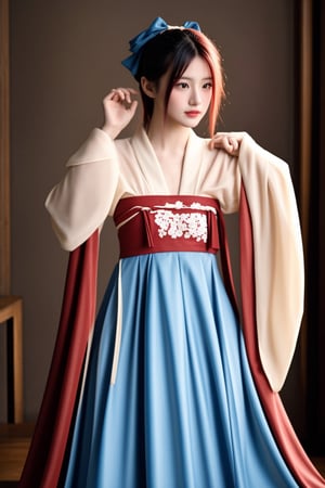 (((beauty)))-moment-of-irresistible-1girl, bishoujo-in-her-20s, unique-messy-hairstyle, hair-bow, realistic-detailed-skin, (((Ultra-HD-photo-same-realistic-quality-details))), remarkable-colors, fashion, red-hanfu, overly-tight-hanfu, unique-couples-pov, (((relaxed, supporting-pose))), unique-background, dramatic-rim-lighting, shot-on-red-cinematic-camera, Sugar babe, Hyper Realistic, hermosotwns,,<lora:659111690174031528:1.0>