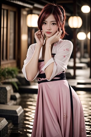(((beauty)))-moment-of-irresistible-1girl, bishoujo-in-her-20s, unique-messy-hairstyle, hair-bow, realistic-detailed-skin, (((Ultra-HD-photo-same-realistic-quality-details))), remarkable-colors, fashion, jade-hanfu, overly-tight-hanfu, unique-model-poses, (((relaxed, supporting-pose))), unique-onsen-background, dramatic-rim-lighting, shot-on-red-cinematic-camera, Sugar babe, Hyper Realistic, hermosotwns,,<lora:659111690174031528:1.0>