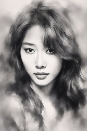 Korean actress in sketch,ink art