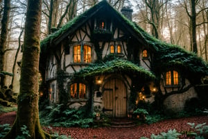 a magical home hidden deep within an enchanted forest, where every room holds a secret and every corner whispers with the echoes of ancient spells. Who lives there, and what wondrous adventures unfold within its walls?"