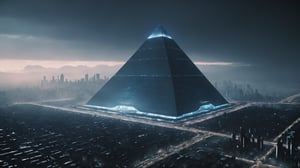Vast blade runner pyramid complex corporate headquarters,ghost in the shell sci-fi archviz, scifi kitbash3D, tadao ando minimalistic brutalist masterpiece architecture by takashi homma and toshio shibata, flying cars, neon billboards in the distance, high quality, real image, landscape magazine shoot, retro vintage scifi style, cinematic color grading, award winning photograph, redshift, octane render, unreal engine 5, futuristic noir directed by denis villeneuve and moebius