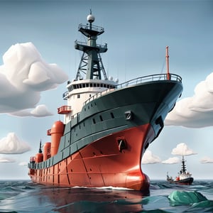 illustration of super big fishing vessel, masterpiece, perfect anatomy, looked from afar