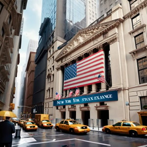 illustration of new york stock exchange,  masterpiece, 