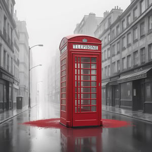 Color splash wide photo of red phone booth in the middle of empty street, detailed, mist, soft
vignette (in the combined style of Mœbius and french comics), (minimal vector:1.1), simple background,s4lma,